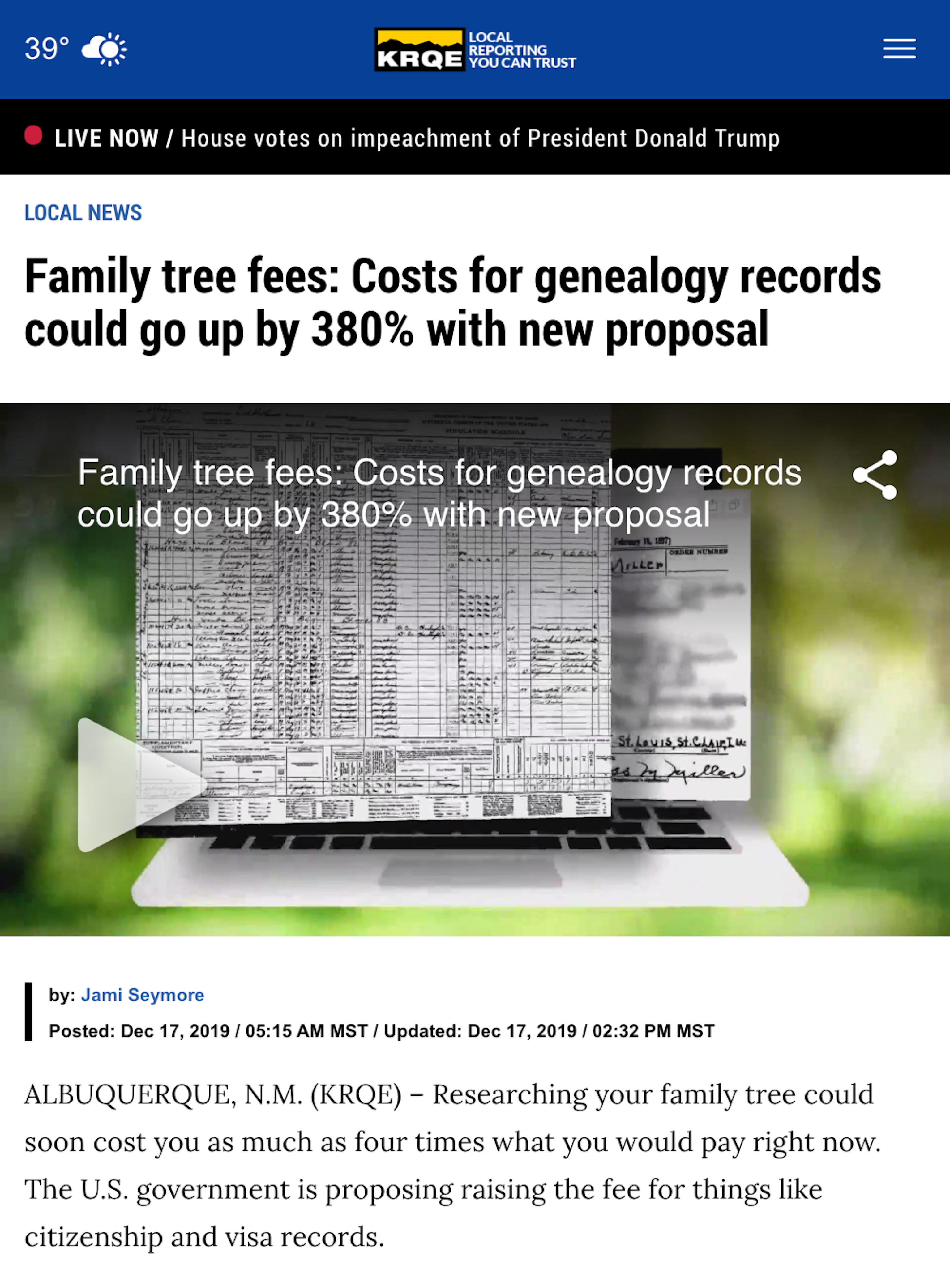 Family tree fees: Costs for genealogy records could go up by 380% with new proposal