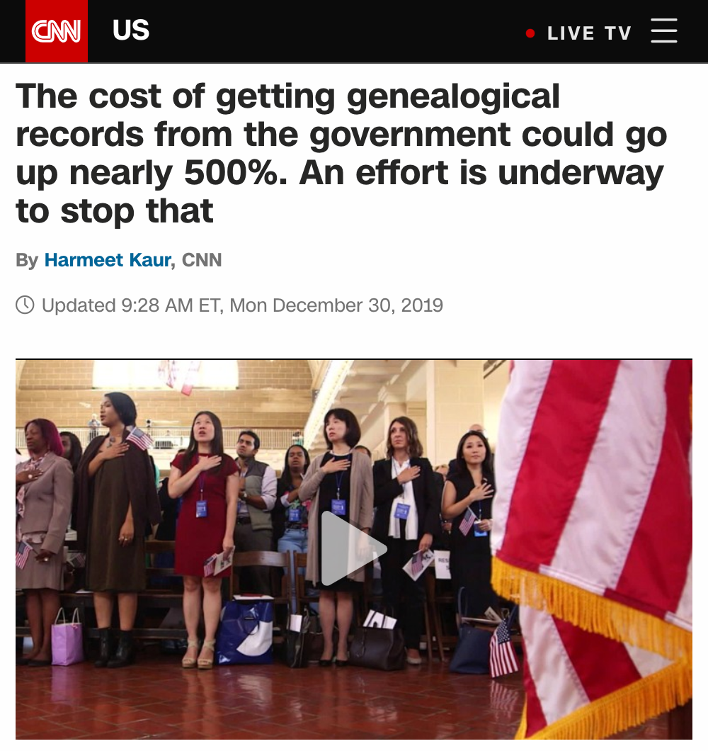 The cost of getting genealogical records from the government could go up nearly 500%. An effort is underway to stop that