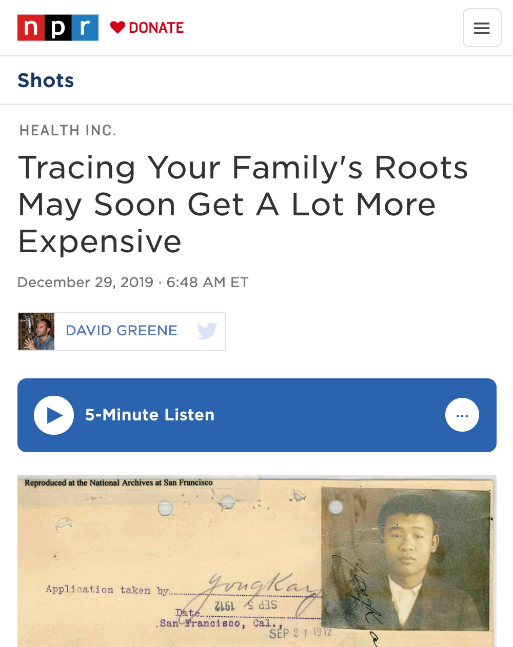 Tracing Your Family's Roots May Soon Get A Lot More Expensive