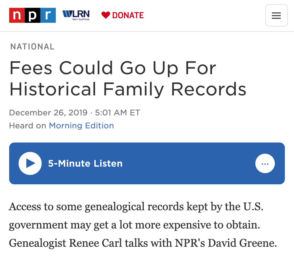 Fees Could Go Up For Historical Family Records